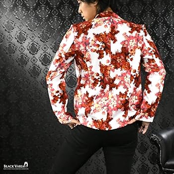 Amazon | [ブラックバリア] カットジャケット 花柄 薔薇 メンズ
